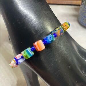 Millefiori glass cube bracelet